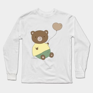 Cute Teddy bear holding a heart balloon Long Sleeve T-Shirt